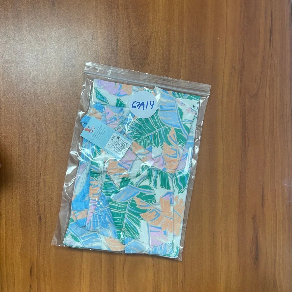 Cat & Jack Girls 3T Tropical Palm Leaf Tank Top and Bike Shorts Set NWT